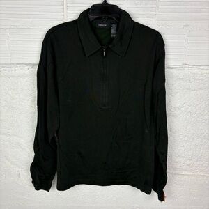 CLAIBORNE Black Casual half zip cotton collar Shirt size XXL